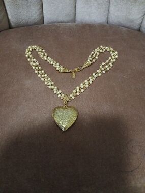 1928 Heart Locket Pearl Multi-Strand Necklace